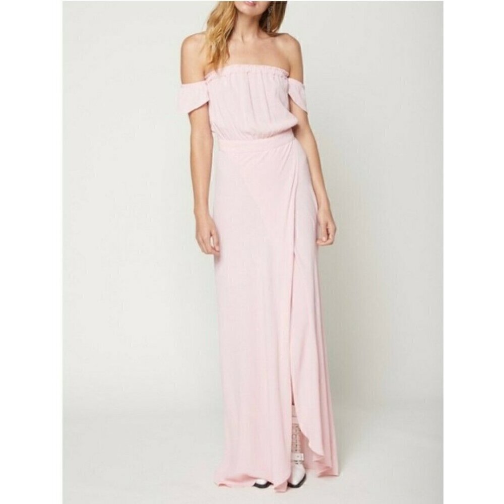 New Flynn Skye Cotton Candy Pink Bella Dress Womens M Maxi Off Shoulder Rayon